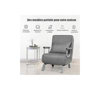 Fauteuil Convertible,Fauteuil-lit Chauffeuse 1 Place en Tissu avec Coussin,Dossier Réglable de 5 Positions et 2 Accoudoirs pour Salon,Bureau,Chambre