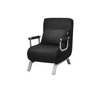 fauteuil convertible,fauteuil-lit chauffeuse 1 place en tissu avec coussin,dossier réglable de 5 positions et 2 accoudoirs, noir