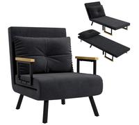 HOMCOM Fauteuil Convertible 1 Place Oreiller Siège Rembourré Noir