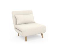 Fauteuil convertible ROMEO lit d'appoint 1 place 80x190 cm bouclette blanc