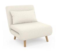 IDMarket - Fauteuil convertible ROMEO - Lit d'appoint 1 place 80x190 cm bouclette Blanc