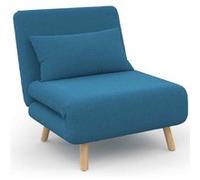 IDMarket – Fauteuil convertible Romeo – Lit d'appoint 1 place 80x190 cm – Tissu Bleu Canard