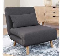 Fauteuil convertible ROMEO lit d'appoint 1 place 80x190 cm tissu gris anthracite