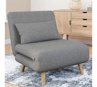 Fauteuil convertible romeo lit d'appoint 1 place 80x190 cm tissu gris clair