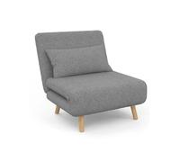 Fauteuil convertible ROMEO lit d'appoint 1 place 80x190 cm tissu gris clair