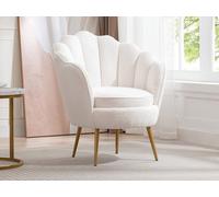 Fauteuil coquillage en tissu bouclette blanc LALEA