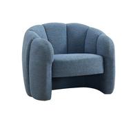 Fauteuil coquillage en tissu chenille bleu DELIPO