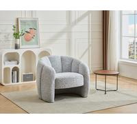 Fauteuil coquillage en tissu chenille gris DELIPO