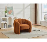 Fauteuil coquillage en tissu chenille terracotta DELIPO