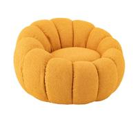 Fauteuil Coquillage en Tissu Fleur 101cm Moutarde