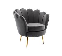 Fauteuil coquillage en velours anthracite DANDELION