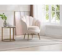 Fauteuil coquillage en velours beige LALEA