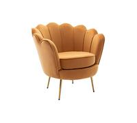 Vente-unique - Fauteuil Coquillage en Velours Jaune Moutarde Dandelion