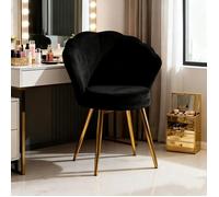 Fauteuil coquillage en velours Noir VIVOLILV,H 80 cm,Pieds dorés ,Pour Salon,Chambre,Coiffeuse