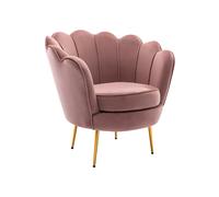 Fauteuil coquillage en velours rose DANDELION