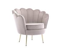 Fauteuil coquillage en velours taupe DANDELION
