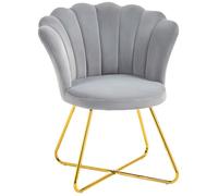 Fauteuil coquillage - HOMCOM - - velours - pieds en acier - 69 x 64 x 80 cm - gris