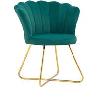 Fauteuil coquillage - HOMCOM - - velours - pieds en acier - 69 x 64 x 80 cm - vert foncé