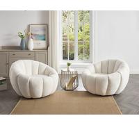 Fauteuil coquillage pivotant en tissu bouclette blanc COSSATO