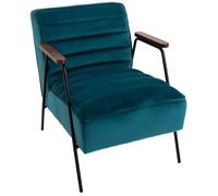 Fauteuil cosy en velours Hutch Bleu - AMADEUS - Vintage - 1 place - Avec accoudoirs - Relaxation