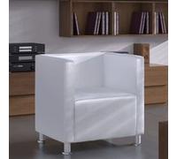 vidaXL Fauteuil Cube Design Simili Cuir Blanc