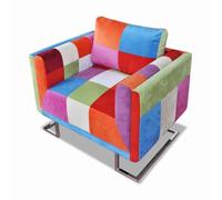Fauteuil cube contemporain avec design patchwork - VIDAXL - Chrome - Tissu - Multi-couleur