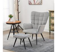 Fauteuil d'angle - Fauteuil - Fauteuil à oreilles - Fauteuil de relaxation - Design ergonomique - Tissu doux, gris clair