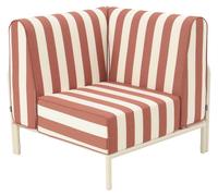 Fauteuil d'angle rayé pour salon de jardin modulable tissu terracotta - Oviala Patio