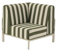 Fauteuil d'angle rayé pour salon de jardin modulable tissu vert kaki - Oviala Patio