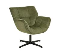 Fauteuil d'Appoint en Polyester Rembourré Siège Courbé Pivotant Vert Auma