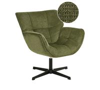 Fauteuil d'Appoint en Polyester Rembourré Siège Courbé Pivotant Vert Auma