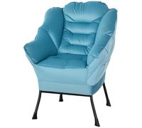 Fauteuil d'appoint - Fauteuil - Petite chaise - Chaise - Fauteuil de repos - Bleu - Pieds en acier - Poches latérales