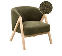 Fauteuil d'Appoint Moderne Tissu Bou ois d'Hévéa Meuble Vert Foncé Skei