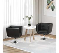 Fauteuil de bar en cuir synthétique, 2 pièces, noir, pivotant, réglable | Structure chromée, dossier moyen, charge de 110 kg, design moderne