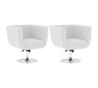 Fauteuil de bar pivotant 2 pièces en cuir synthétique blanc réglable | Pied chromé, hauteur réglable, design moderne, pour salon et bureau, max 110 kg