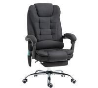 Fauteuil de bureau 65/70/111-119 cm noir en tissu avec massage et chauffage