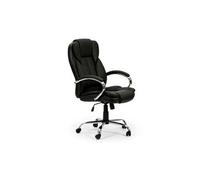 Fauteuil de bureau à hauteur réglable et inclinable nixon tapissé en similicuir, couleur noire, métal chromé.