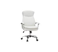 Fauteuil de bureau à roulettes blanc et acier chromé wall street