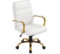 Fauteuil de Bureau Chaise de Bureau à Roulettes Hauteur Réglable Capacité Maximale de 130 kg Blanc-Yaheetech