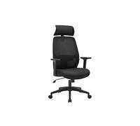 Fauteuil de bureau DELRINO ergonomique - Têtière - Tissu noir - Maintien lombaire