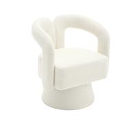 Fauteuil de Bureau Design Pivotant Rembourré en Tissu Bou orme de Tonneau pour Salon et Bureau, Beige