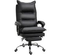 Vinsetto Fauteuil chaise de bureau avec repose-pied dossier inclinable hauteur réglable revêtement PU 66 x 72 x 122-130 cm noir Aosom France