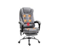 Vinsetto Fauteuil de Bureau massant et Chauffant, Chaise de Bureau Ergonomique Hauteur réglable, Dossier inclinable, Repose-Pieds, télécommande Filaire, pivotant 360°, Tissu en Microfibre, Gris