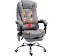 Vinsetto Fauteuil de bureau massant et chauffant, réglable, repose-pieds, microfibre gris