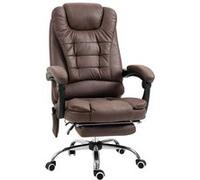 Fauteuil de bureau direction massant chauffant hauteur réglable dossier inclinable repose-pied rétractable tissu technique marron Marron G