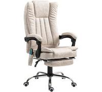 Fauteuil de bureau direction massant chauffant hauteur réglable dossier inclinable repose-pied revêtement synthétique sable Beige G