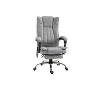 Fauteuil de bureau direction massant chauffant hauteur réglable dossier inclinable repose-pied revêtement synthétique gris