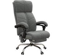 Fauteuil de bureau direction massant chauffant inclinable réglable repose-pied intégré tissu toucher flanelle grise Gris G