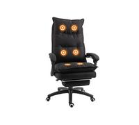 Vinsetto Fauteuil de bureau direction massant hauteur réglable dossier inclinable repose-pied intégré toile de lin noir