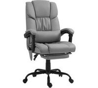 Vinsetto Fauteuil de bureau massant, dossier inclinable, repose‑pieds rétractable, télécommande – Gris